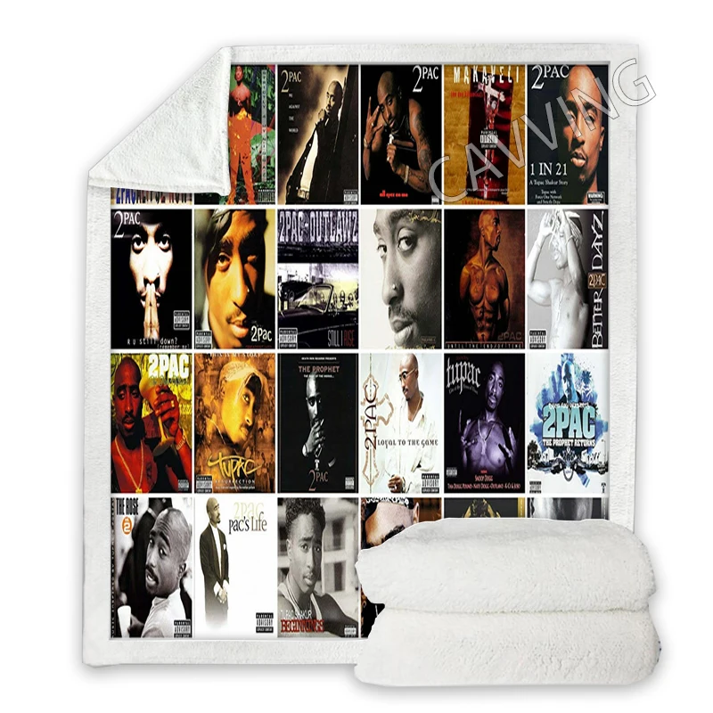 2PAC TUPAC 3D Printed  Sherpa Blanket Rectangle Blanket Textiles Fleece Wearable Blanket Throw Blanket  Home Decor  P01