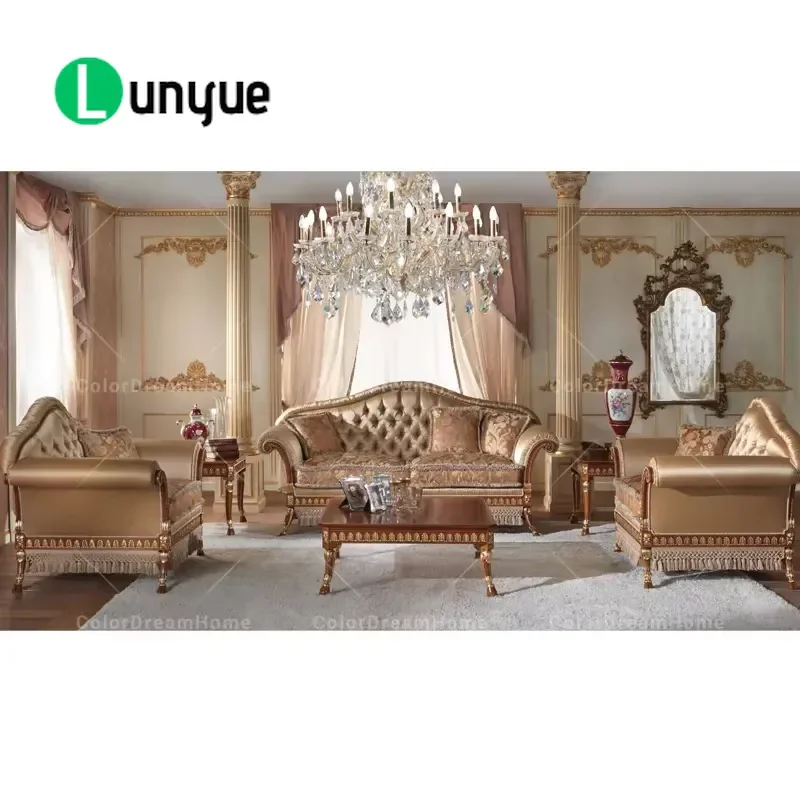 French Retro Classic Birch Sofa Set High Quality Living Room Furniture for Home Hotel Elegant Design Durable Comfortable
