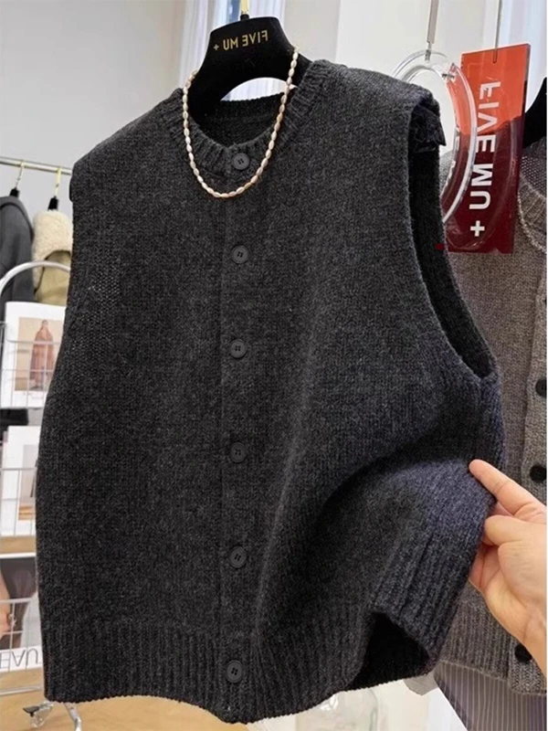 

plus Size 300 Pounds round Neck Sleeveless Knitted Sweater Women Casual Layering Vest Top Shoulder Open Cardigan Shirt