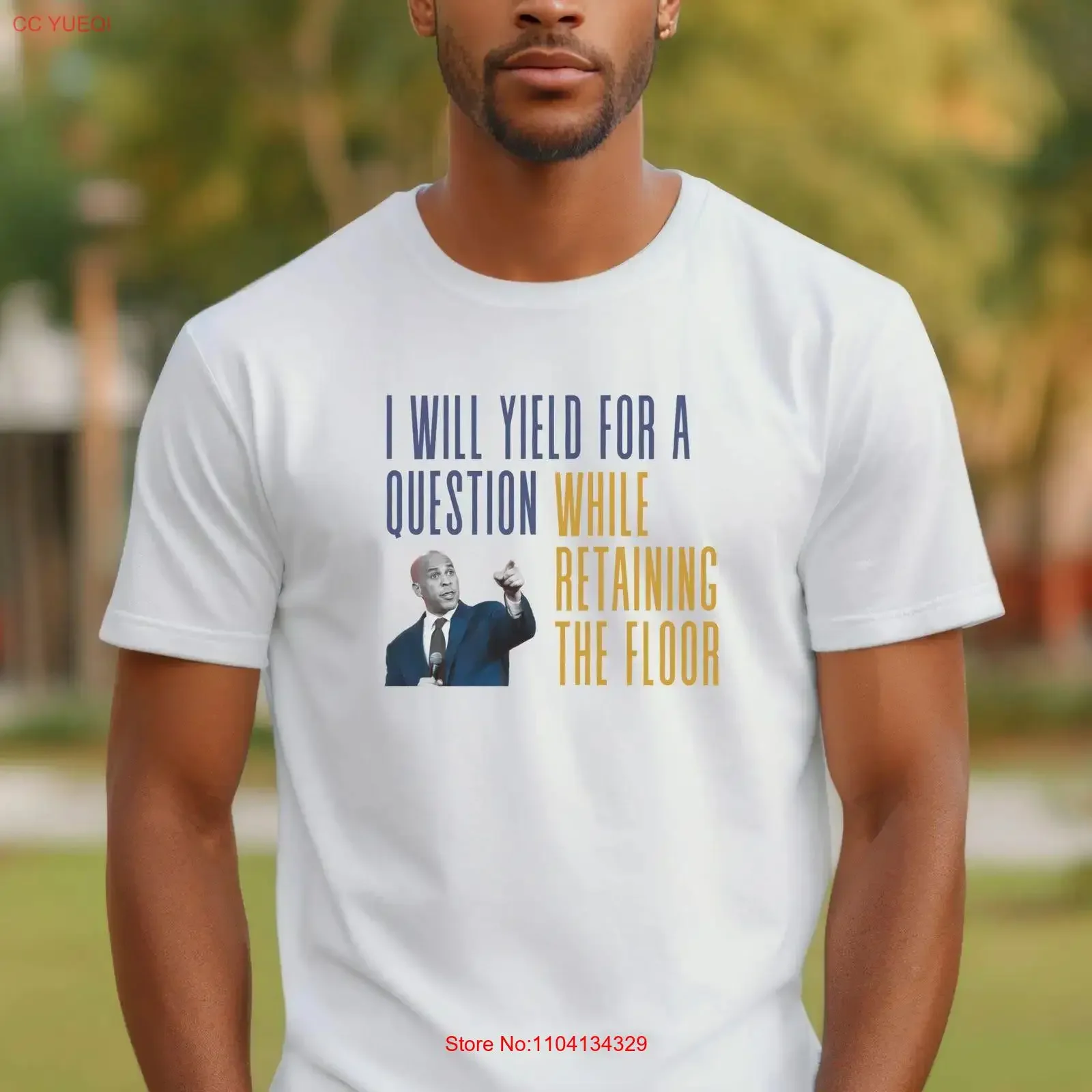 I Will Yield For A Question While Retaining The Floor Cory Booker Filibuster T Shirt White and Light Grey vintage Washed homme