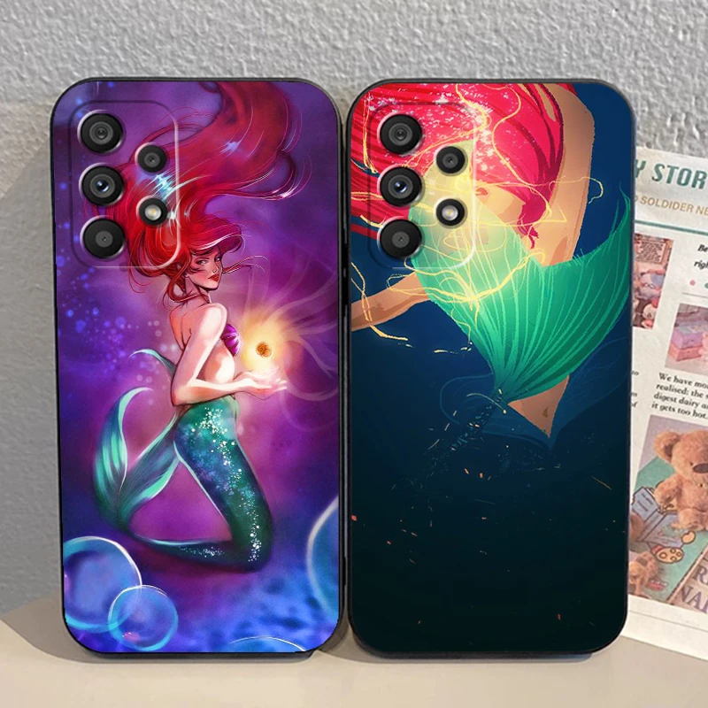 Disney The Little Mermaid For Samsung A53 A52 A33 A32 A51 A71 A21S A13 A73 A55 A22 A23 A35 A72 A54 A12 5G Black Soft Phone Case