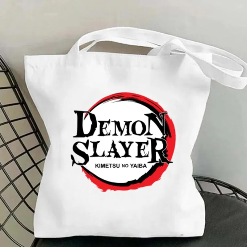 Bilibili Demon Slayer Anime Women Shoulder Bags Casual Handbag Tote Bag Large Capacity Cotton Shopping Bag