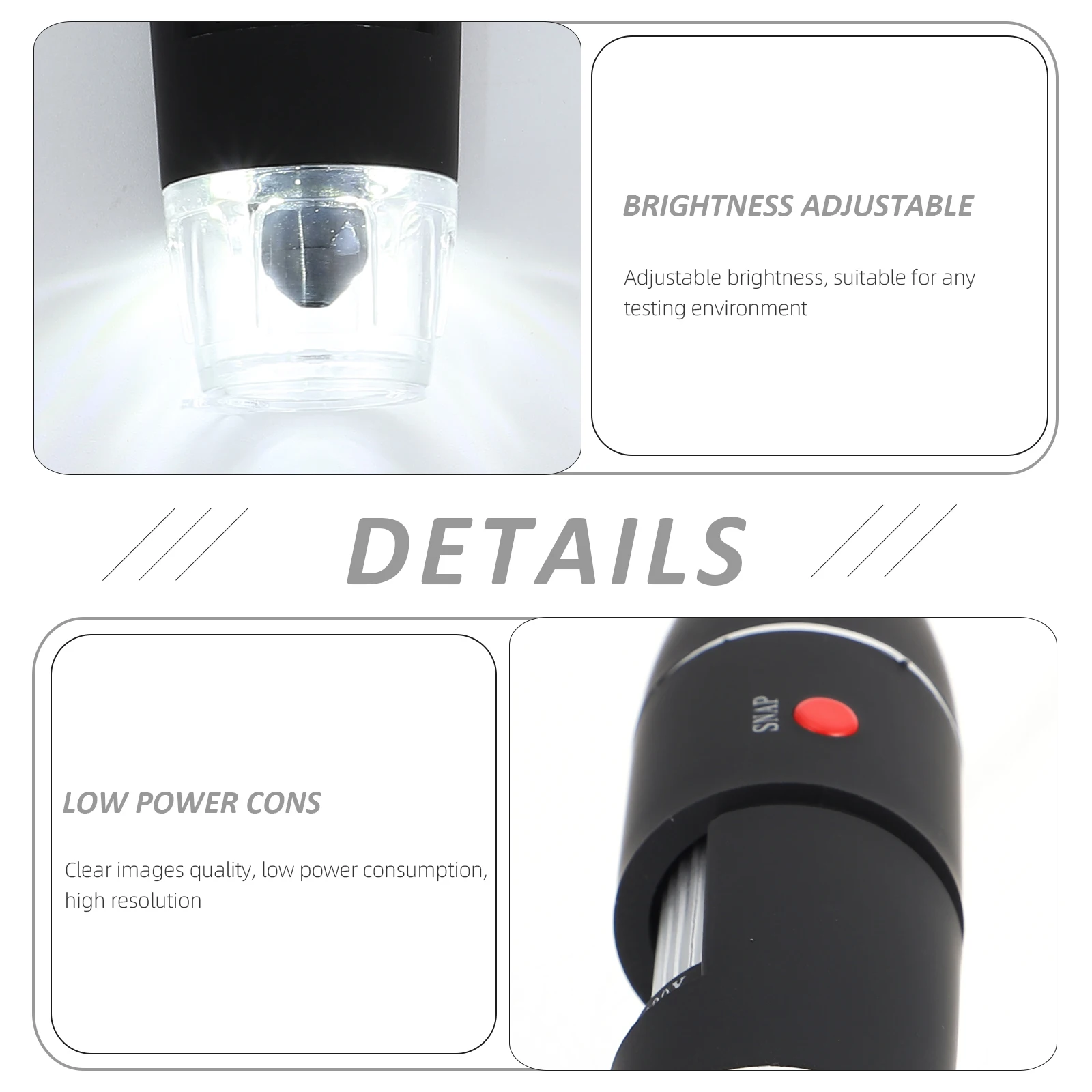 

Professional Microscope Digital Electron High-Definition Detecting Tool ABS Alloy Material Adjustable Brightness Home School Use