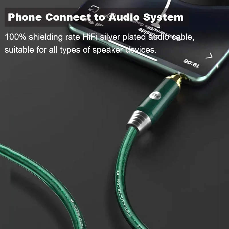3.5mm Aux Cable Silver Plated Male To Male Stereo Audio AUX Cord for Car Headphones Phones Speakers Home HiFi System