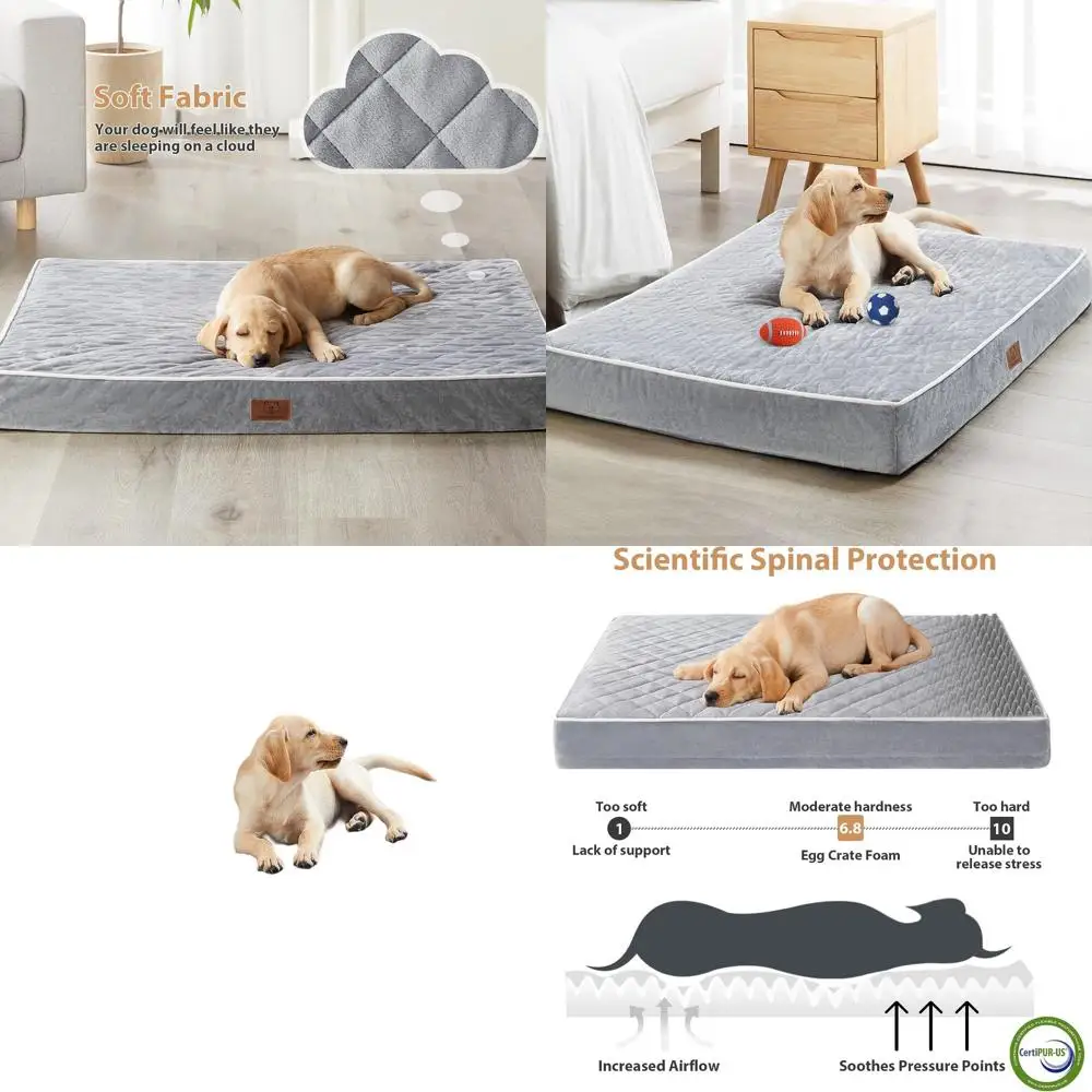 

Large Orthopedic Dog Bed - Waterproof & Removable Cover for Extra Large Dogs, Multi-Quilted Crate Mattress