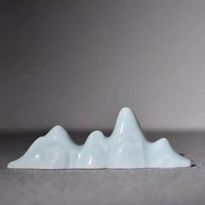 Ceramic Mountain-shaped Brush Rest Calligraphy Supplies Multifunctional Brush Pen Holder Small Ornament for Hanging Brush Rack