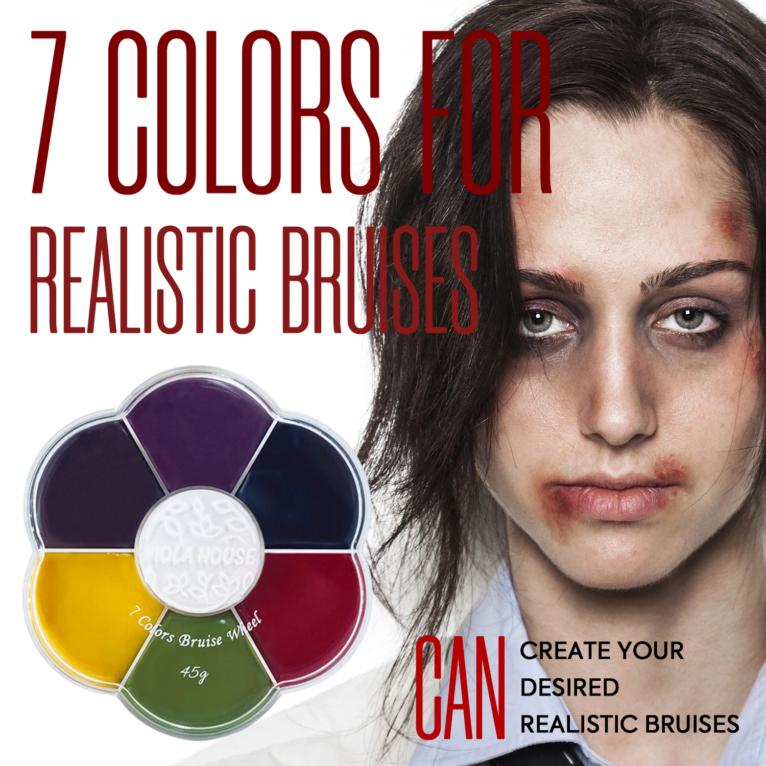 Halloween Makeup Kit, Scar Wax Liquid Latex Fake Blood Bruise Wheel, Professional Special Effects Makeup Set for Zombie