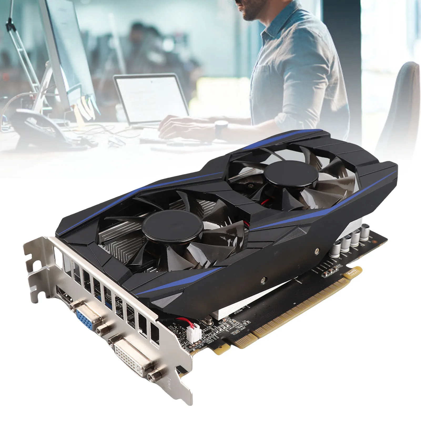 Computer Graphics Card 4GB Graphics Card Lower Working Temperature High Efficiency Low Noise ABS for Dual Fan Desktop Computer