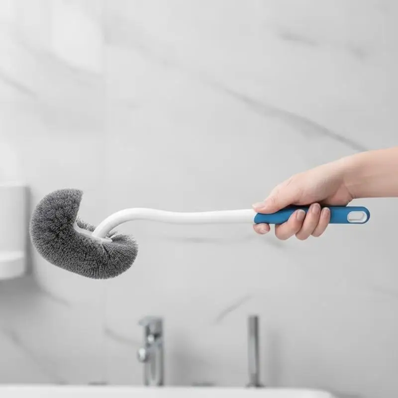 Wall-mounted S-type Toilet Brush Flexible Head Long Handle No Dead Corners Scrubber for Public Bathroom Toilet Care