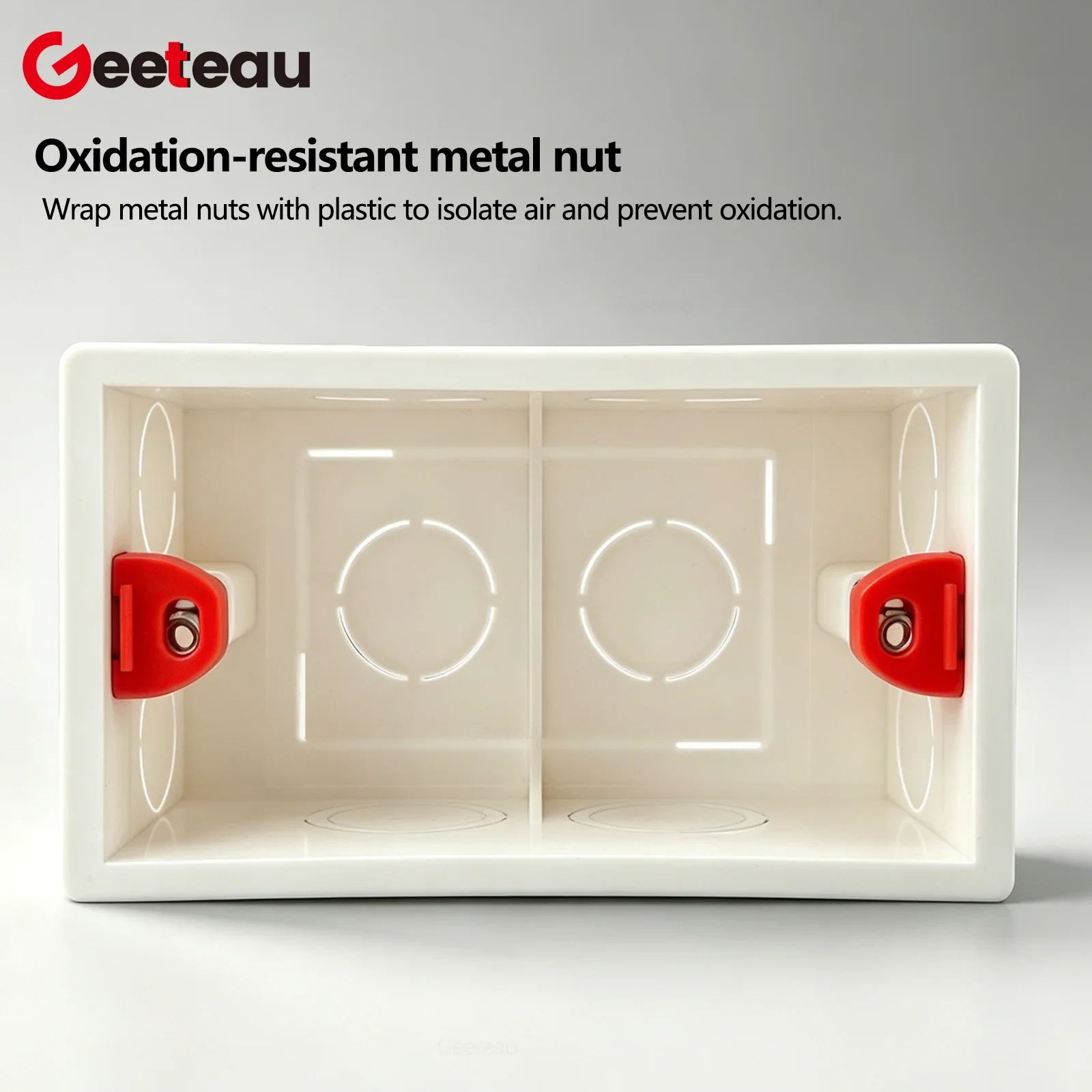 Geeteau Universal Switch Socket 110x65mm Back Box 50mm Depth 85mm Screw Spacing Plastic Concrete Wall Mount Design