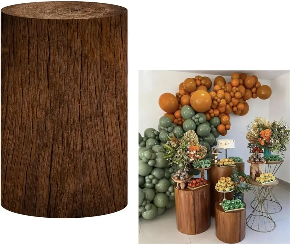 Spandex Pillar Covers for Metal Cylinder Pedestal Stands - 5 Pieces - Tree Bark Covers Only