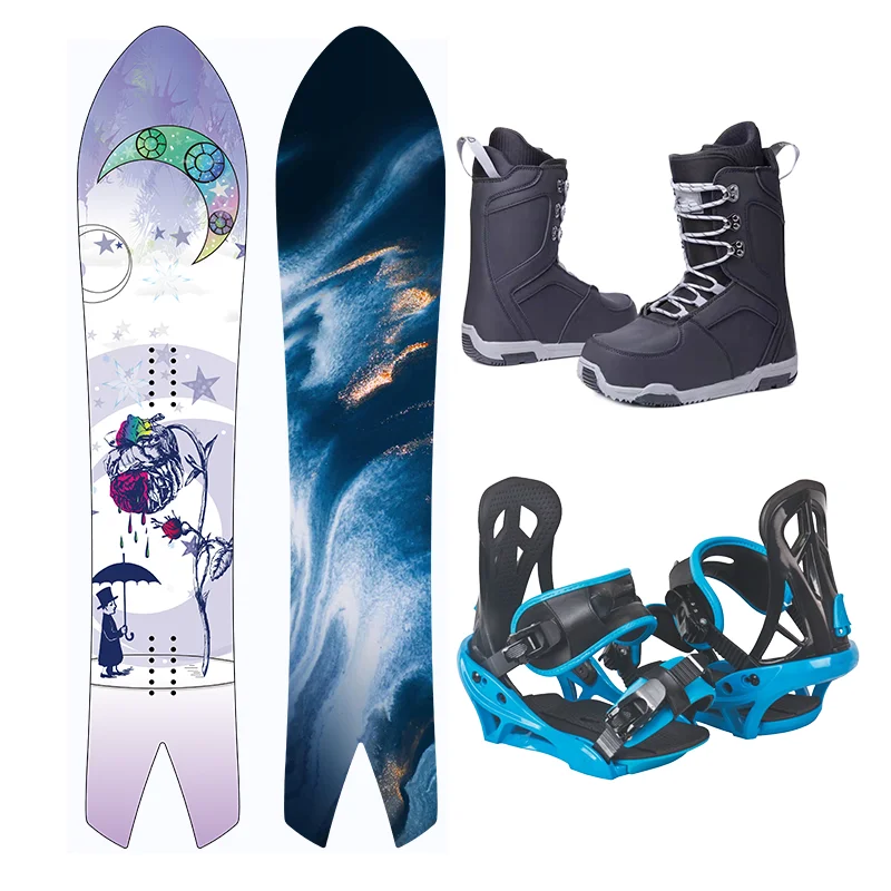 Custom Snowboards & Skis Step on Binding Powder Swallow Tail Snow Board Set Snowboard