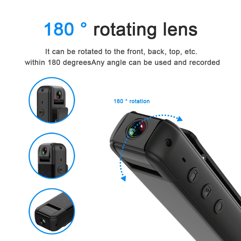 Mini filmadora digital com sensor de movimento, câmera de segurança magnética, pequeno bolso filmadora corpo, Home Sports DV, HD 1080P