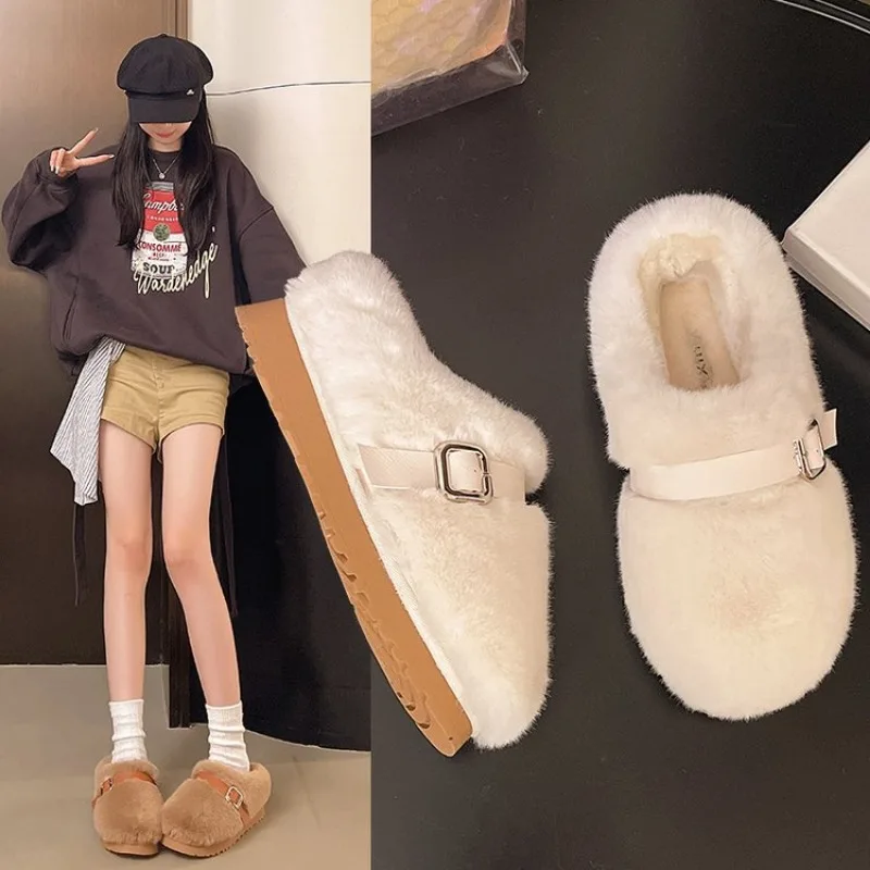 

Winter 2026 Fashion Women's Shoes Comfortable Plush Velvet Warm Fluffy Slippers Home Non-slip Lightweight Soft Indoor Slippers