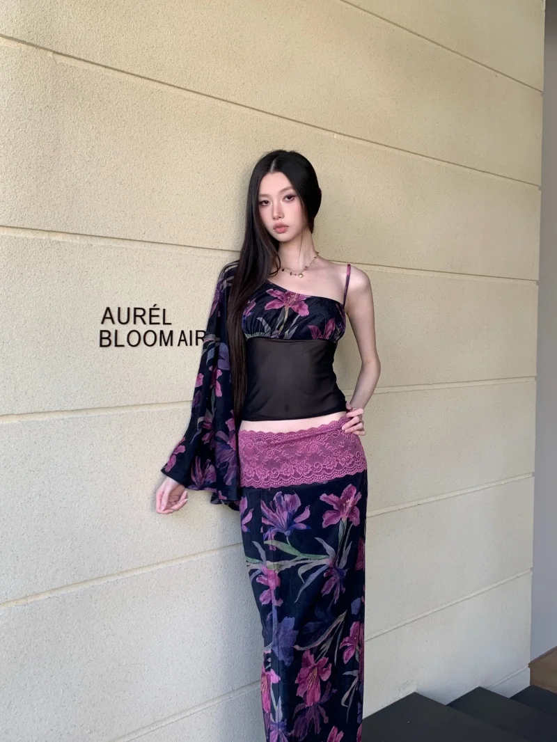 CHEERART Floral Velour Flocking Women'S Matching Sets Vintage Off Shoulder Top And Skirt 2 Piece Set Elegant Outfits Two Piece - Image 2