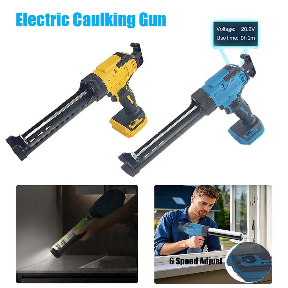 

Electric Caulking Gun 6 Gear Adjustable Speed For Makita/Dewalt 18V-21V Battery Sealants Glue Gun,Structural Filling Glue Gun