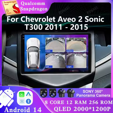Android 14 For Chevrolet Aveo 2 Sonic T300 2011 - 2015 BT Stereo Multimedia Head Unit Car Radio Viedo Player DVD 4G LTE 5G WIFI