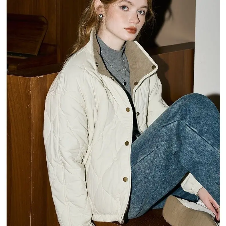 

Solid Color Stand Up Collar Cotton Jacket For Winter 2025 New Korean Version Commuting Short Jacket Worn On Both Sides