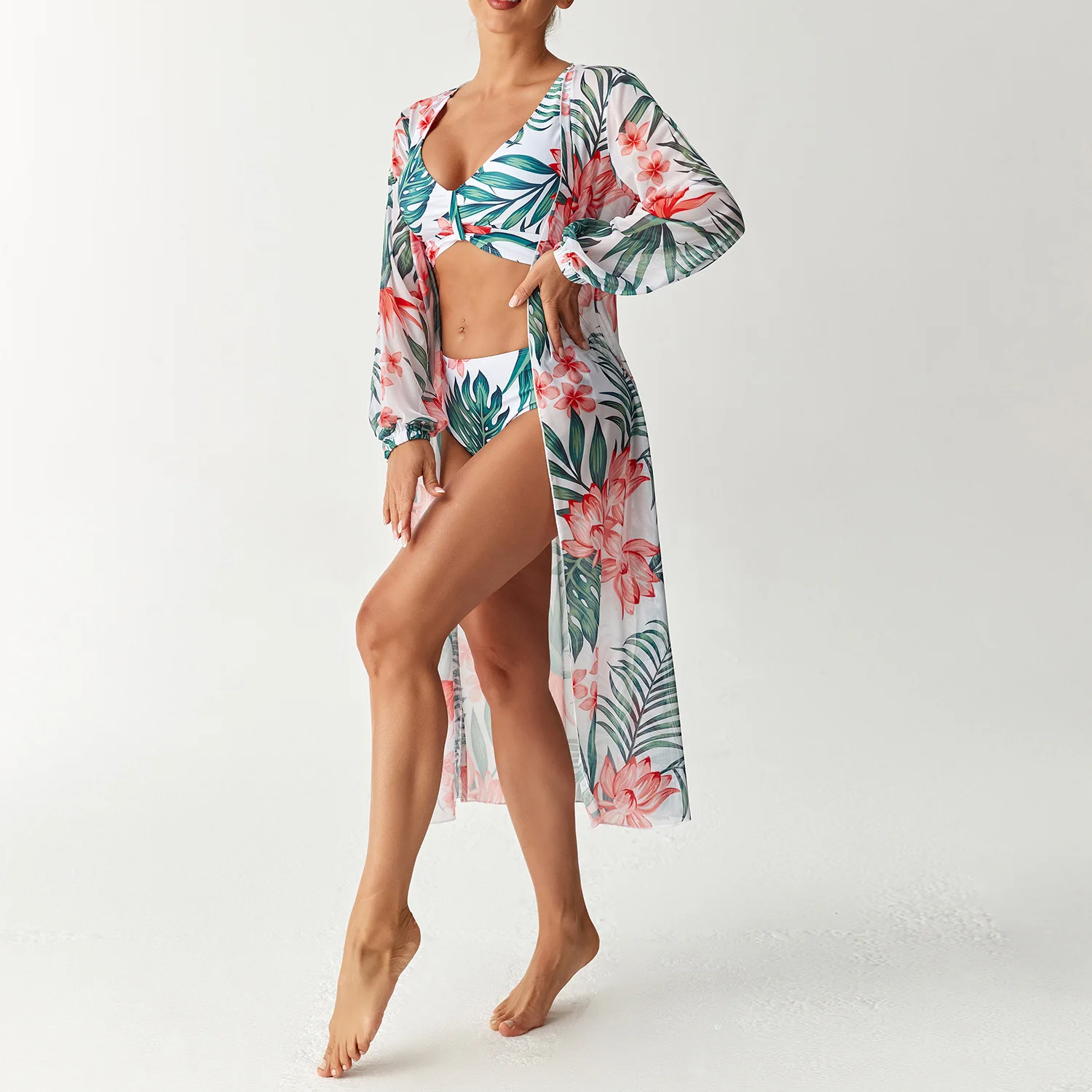 Women's Swimsuit Three-piece Set, Sexy Print Plus Size Bikini, Swimsuit Women's 2 Pieces Tankini Swimsuits Women Biquinis Set Ba