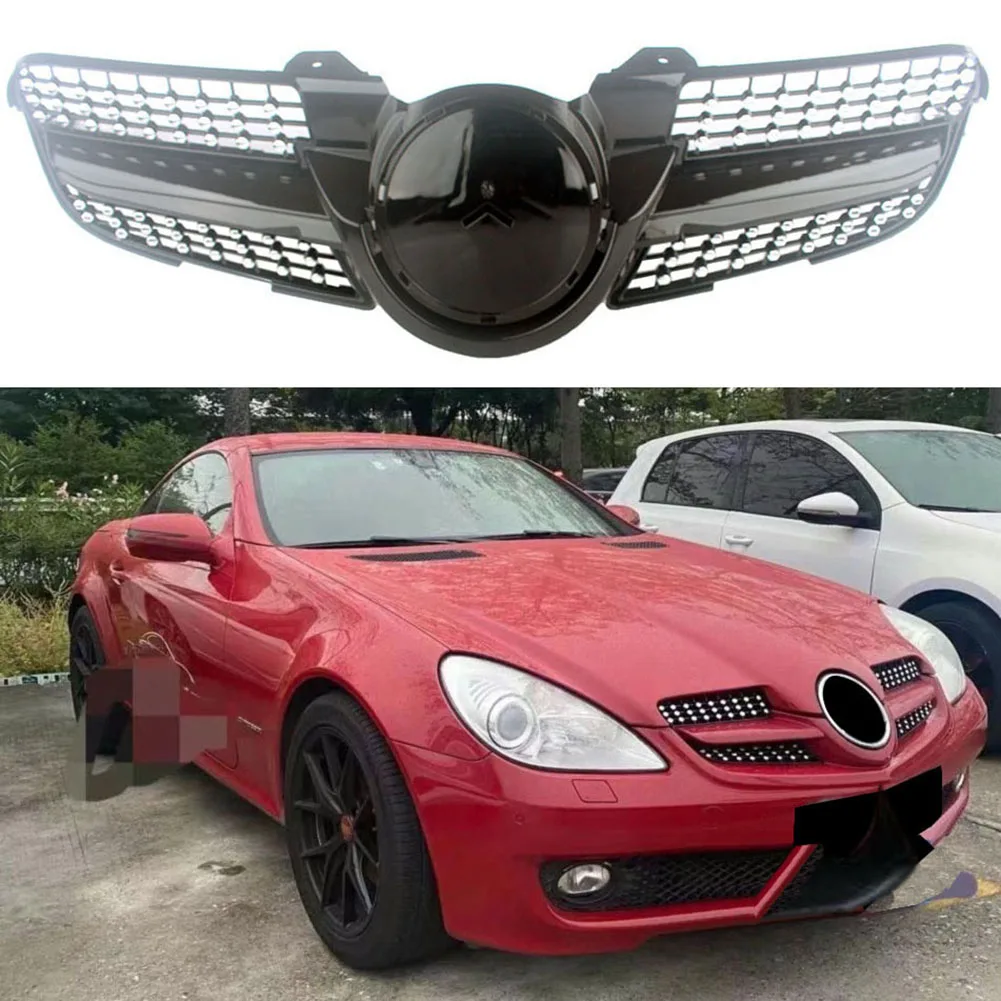 Front Racing Billet Bumper Grille Upper Cover For Mercedes-Benz R171 SLK-Class SLK200 230 SLK280 SLK300 SLK320 SLK350 2008-2010