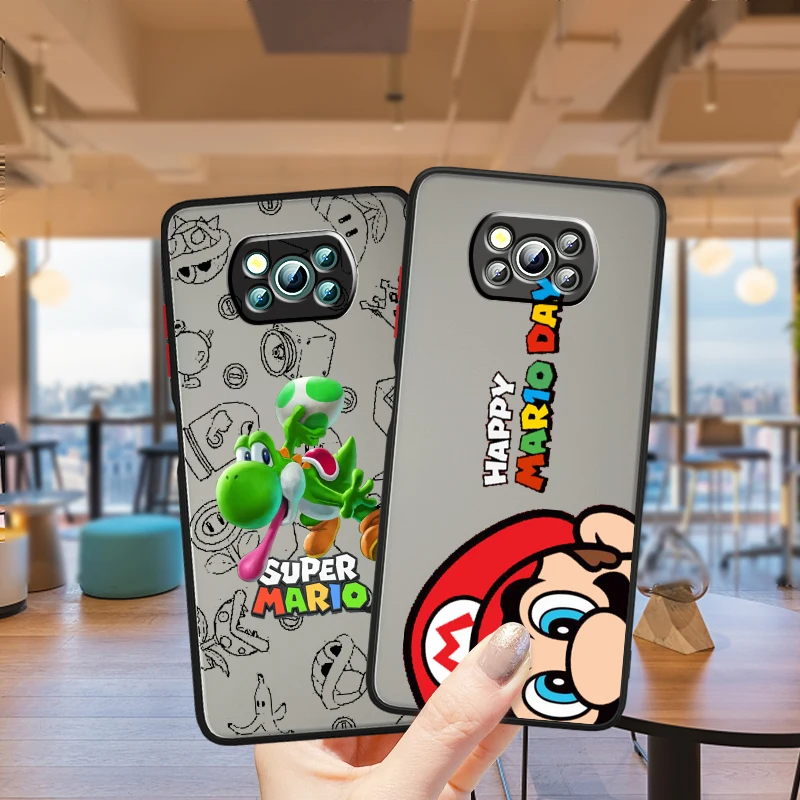 Anime Super M-Mario Cute Art Frosted Translucent For Xiaomi Mi Poco X5 X4 X3 M6 M5S M5 M4 M3 F5 F4 F3 GT Pro 5G Soft Phone Case