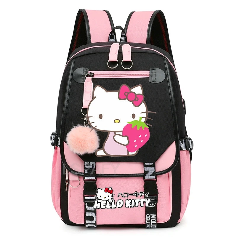 Nowe dziewczęce chłopięce plecaki dla dzieci Hello Kitty szkolne torby na książki nastolatek płócienny plecak na laptopa plecak Nezuko dla kobiet