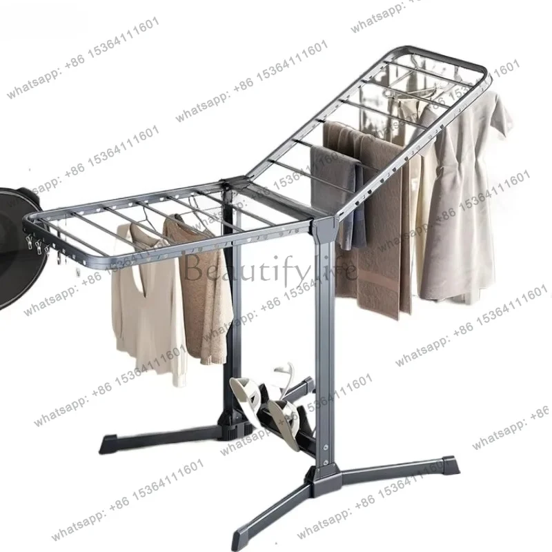 YJ  Balcony Floor Aluminum Alloy Indoor Outdoor Clothesline Pole Drying Rack Quilt Fantastic