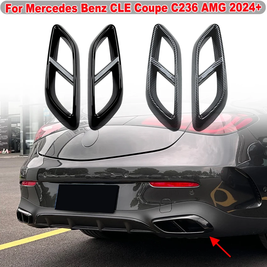 Couvercle d'embouts de silencieux de tuyau d'accès à la gorge arrière de voiture, autocollant de garniture pour Mercedes Benz CLE Coupé C236 jas 2024 +, accessoires automobiles