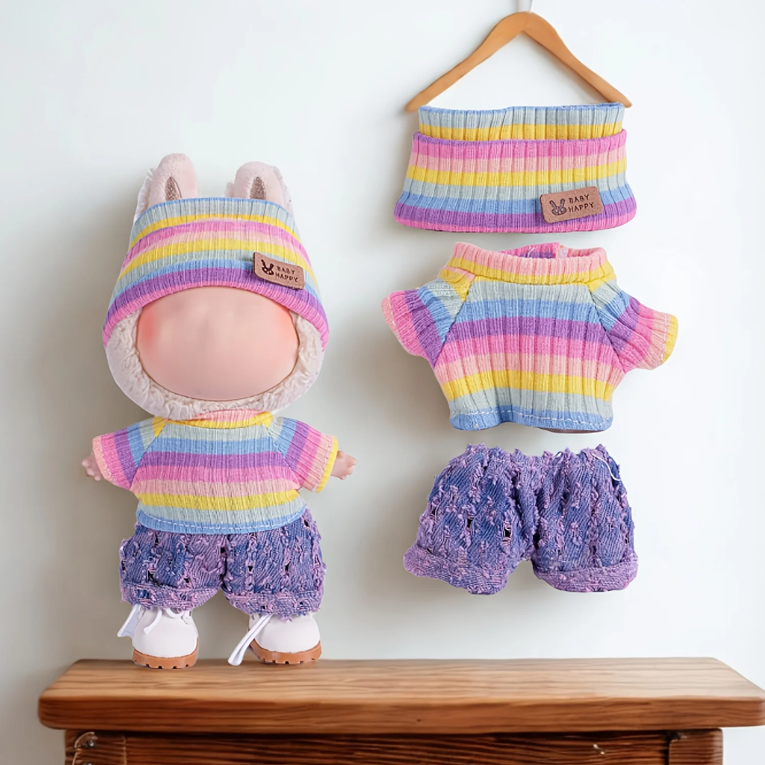 

Doll clothes for Labubu Outfit V1 V2 V3 17cm Dolls Sitting Accessories Glasses Clothing Designer Kids Gift Sweater Hat Bag Set