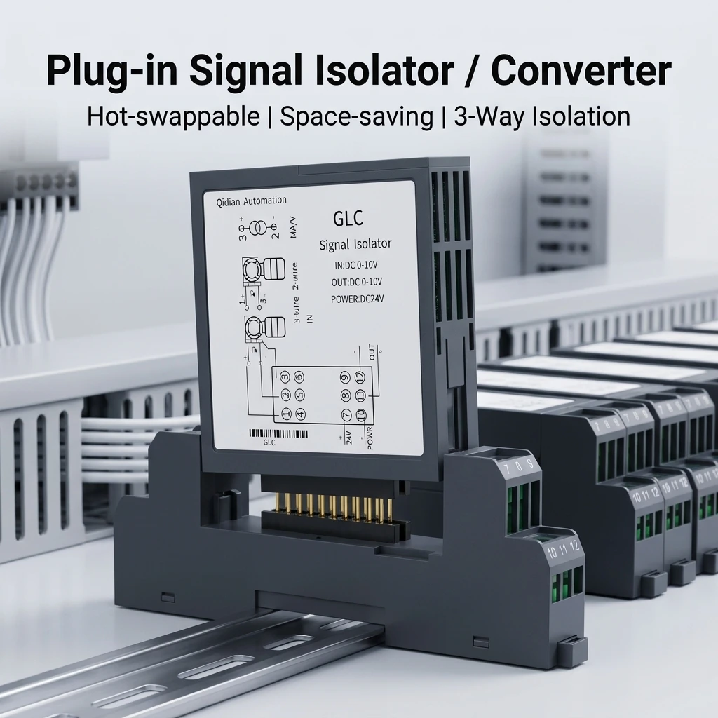 1 In 2 Out 2 In 2 Out Plug-in Signal Isolator 4-20mA Modular Converter Signal Isolation Transmitter for PLC DCS System