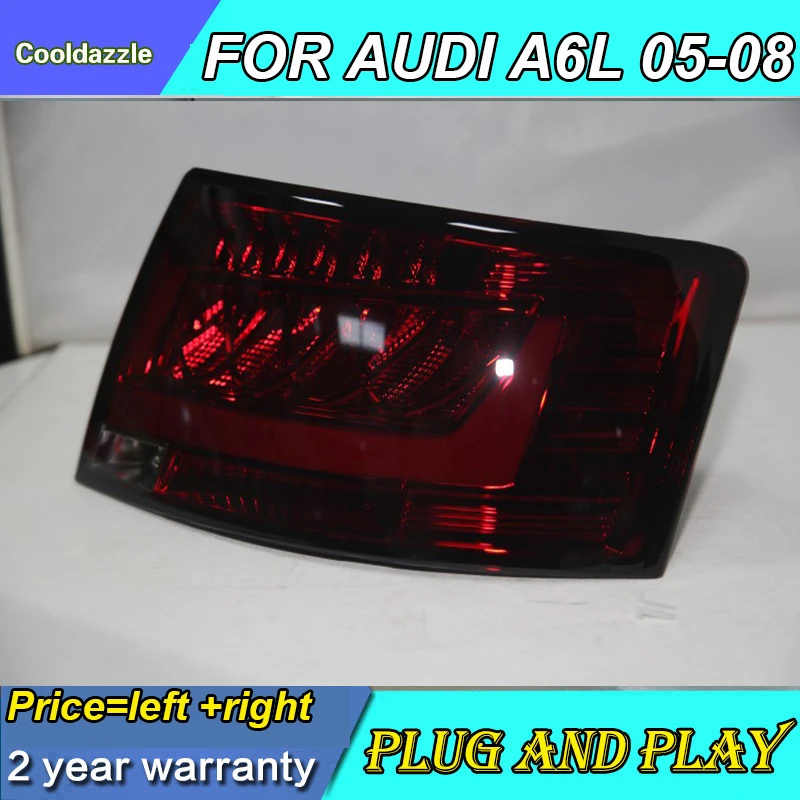 1 Pair LED Taillight Assembly For AUDI A6L 2005-2008 Year Dark Red Rear Lamp Back