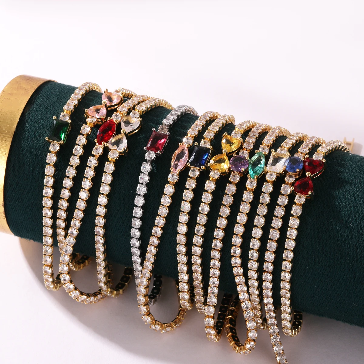 20 Colors Luxury New Luxury 3mm AAA Cubic Zirconia Chain Bracelets for Women Trendy Bangle Jewelry Party Gift