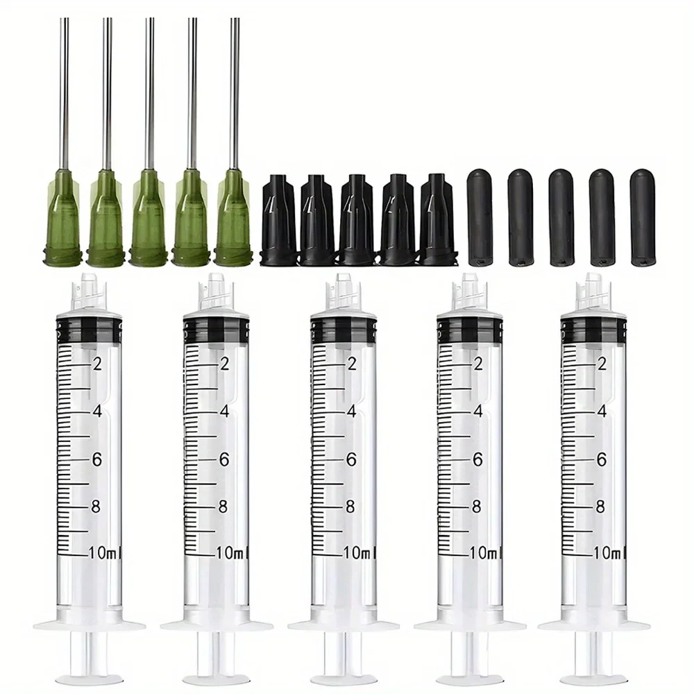 10ml Luer Lock Liquid Dispensing Barrel with Long Blunt Tip Needles and Black Sealing Caps Multipurpose Measuring Tool for Garde view 3