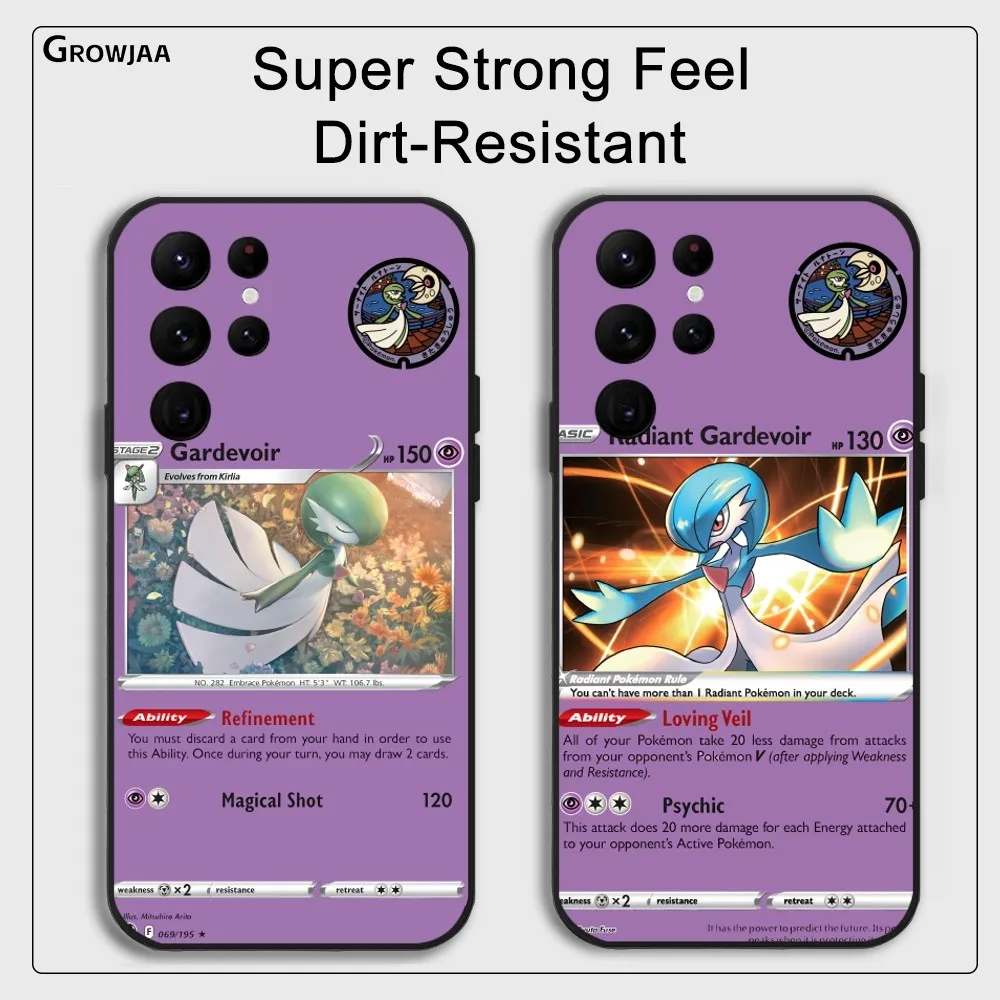 

Gardevoir Card Introduction Phone Case For Samsung Galaxy S25 S24 S22 S23 Ultra S21 S20 Plus 5G Protective Silicone Funda