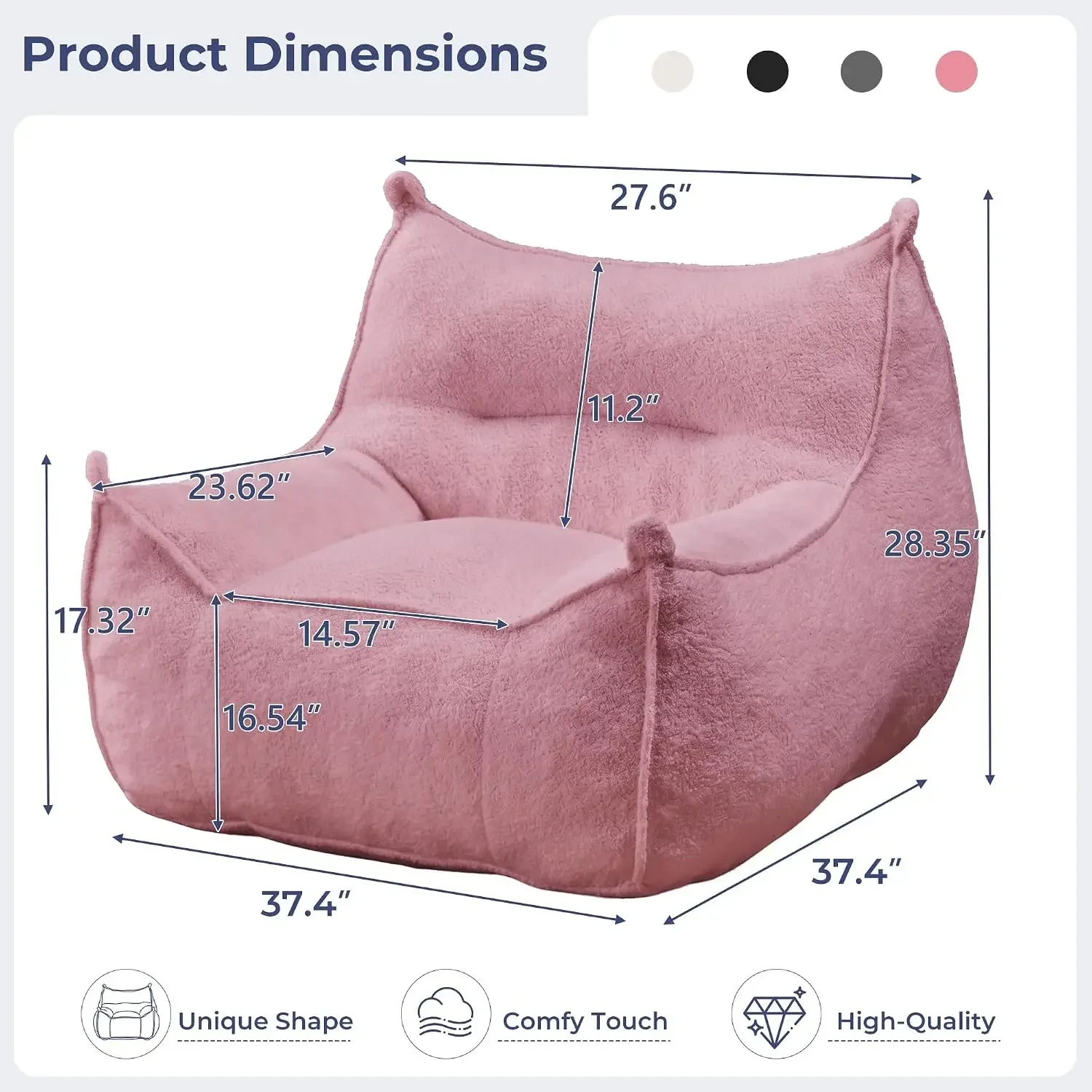 Oversized Bean Bag Chair for Adults & Teens, 37.4