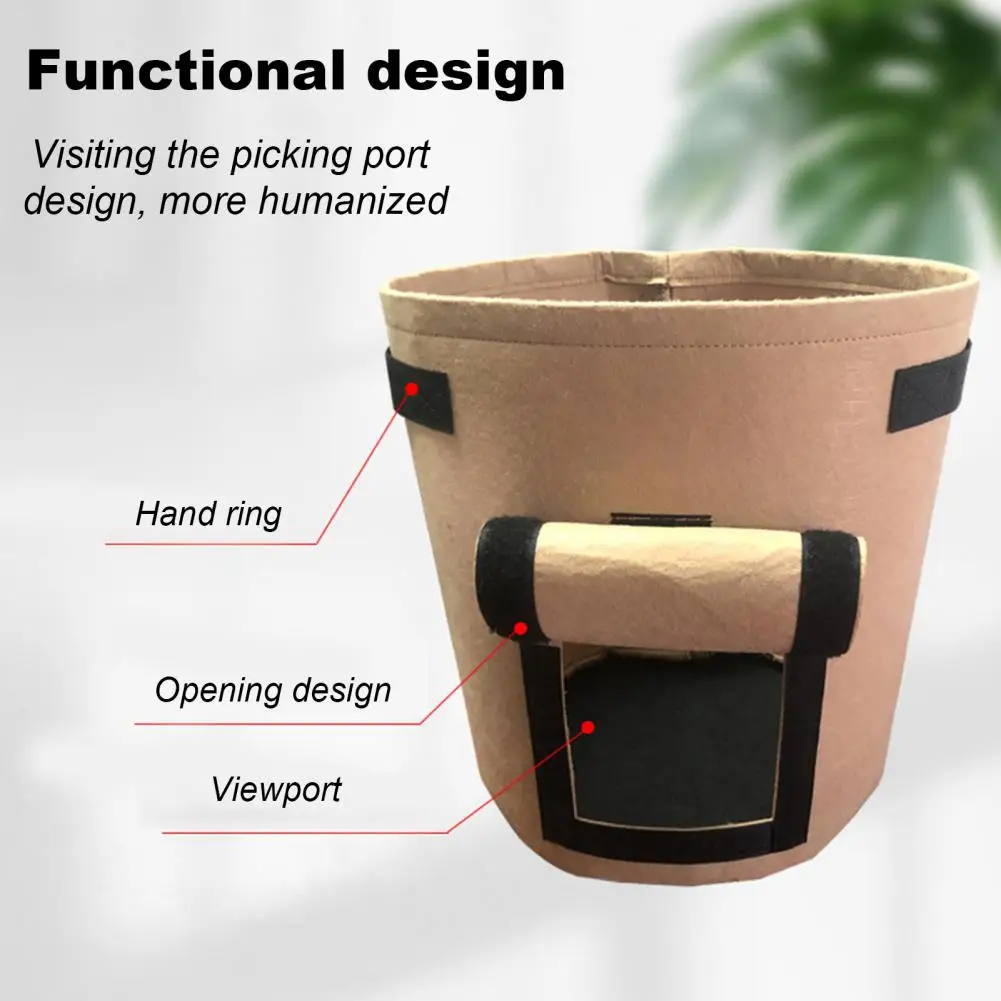 Potato Grow Bag Portable Flowerpot with Handles Flowerpot Fabric Grow Bags with Handles Side Hook Loop Opening for Air
