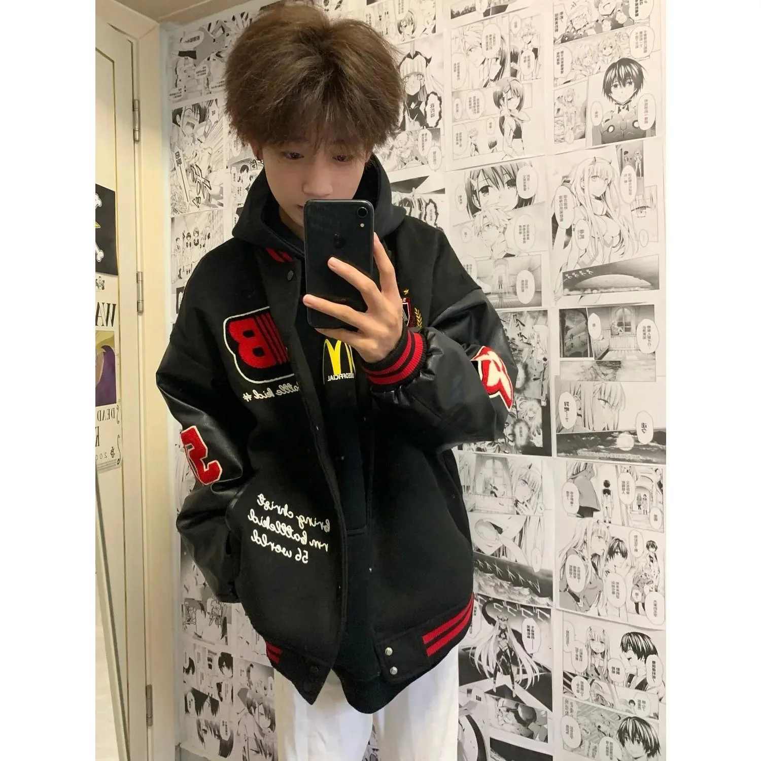 

Retro American Embroidered Letter Baseball Jaet Men's Spring Autumn New Sle Trendy Casual High Street Coat Jaet