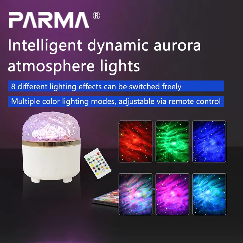 Indoor creative adjustable-lighting bedroom atmosphere dynamic water ripple Bluetooth night light can be remotely controlled