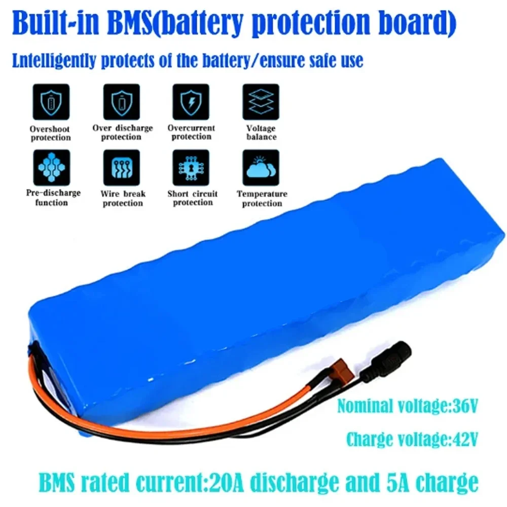 36V 100Ah 10S3P 18650 Lithium Battery Pack 100 Watt 20A BMS T XT60 Plug for Xiaomi Mijia M365 Electric Bicycle Scooter