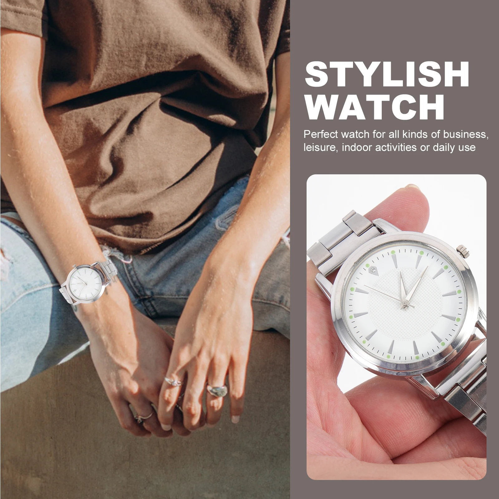 

Luminous Steel Band Watch Hand Jewelry Wrist for Men Stylish Male Wristwatch Delicate