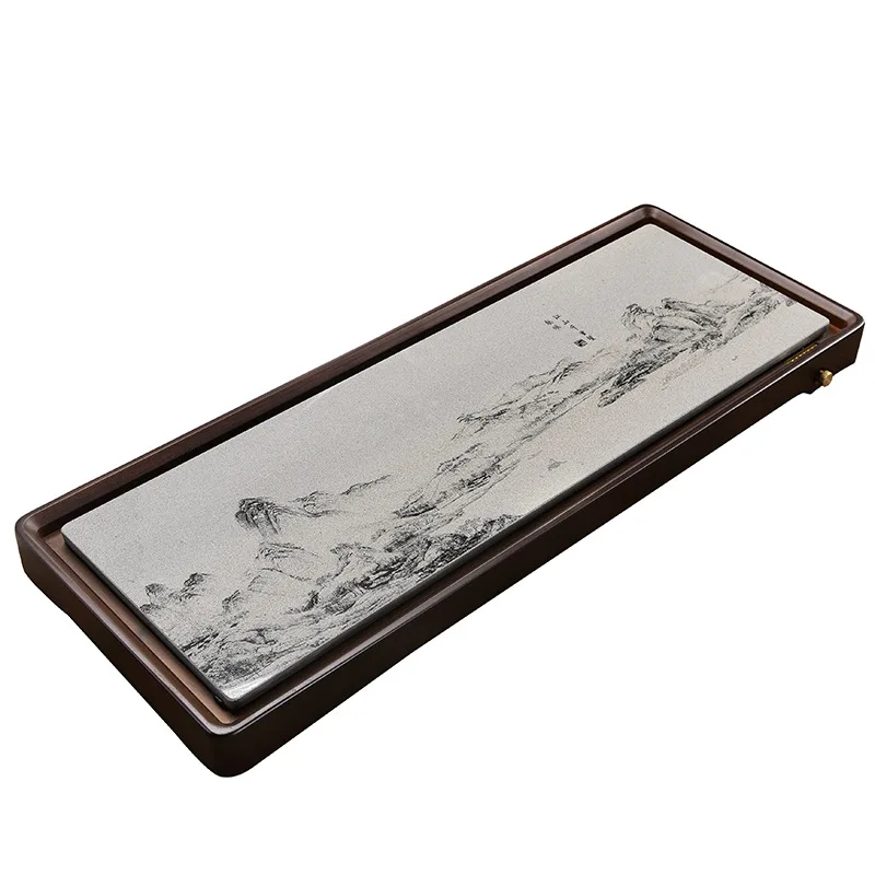 

Household Wujinshi tea tray Drainage bamboo sea large kung fu set small table simple office tray