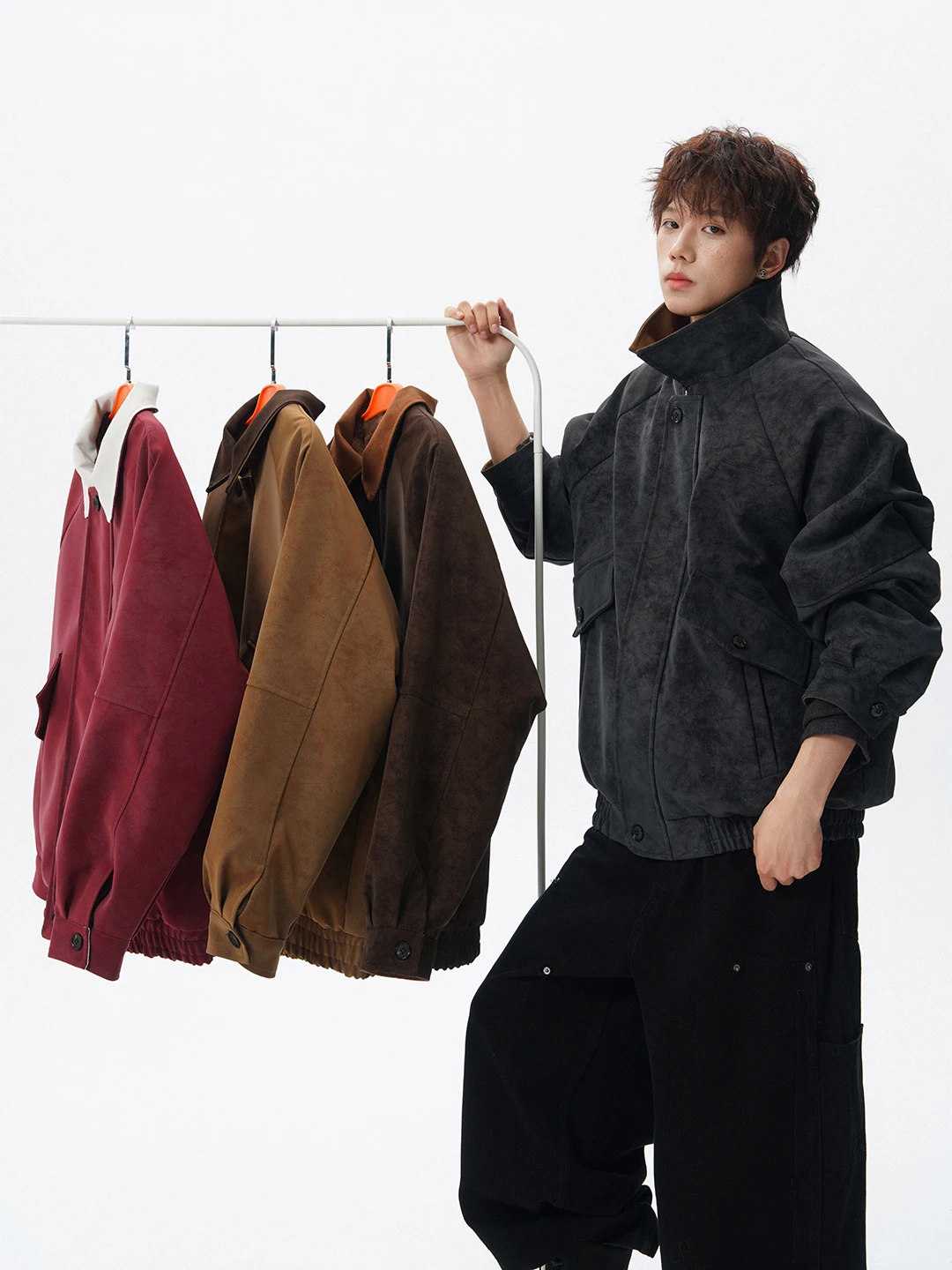 

Thiened Fce на подкладке из искусственной кожи, зимнее модное мужское пальто, теплая хлопковая одежда Sli, длинная застежка-молния