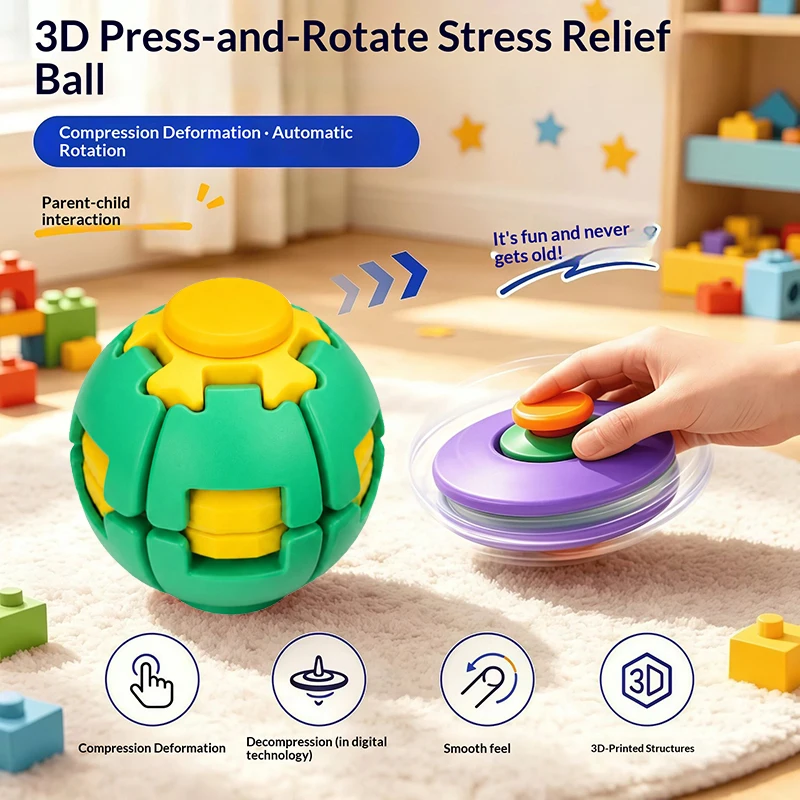 3D printing press rotate decompression ball one click deformation fingertip gyro ball smooth rotation decompression toy