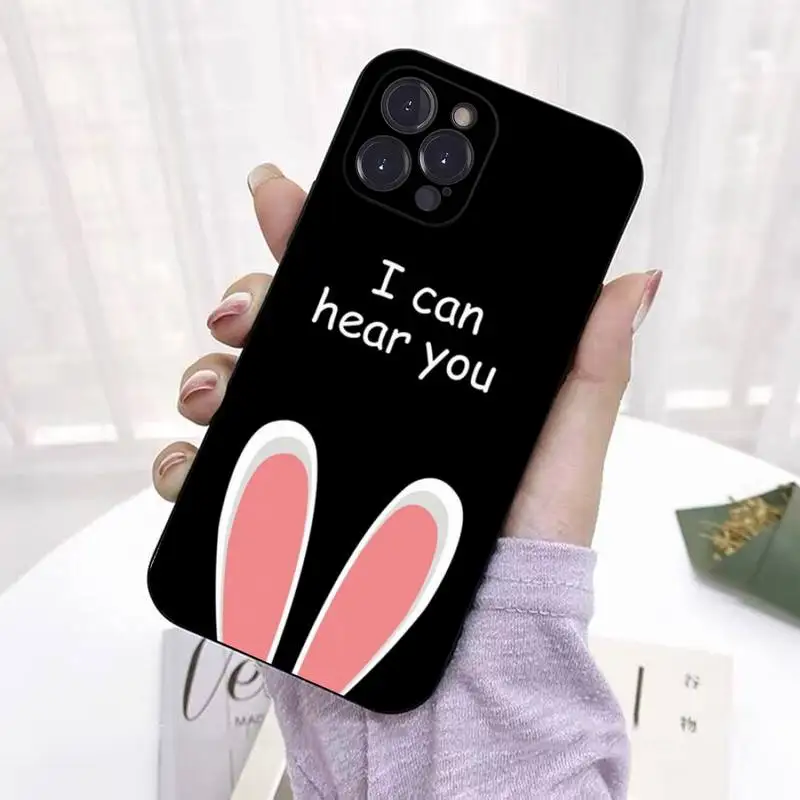 happy easter kawaii rabbit ears Phone Case For iPhone 14 11 12 13 Mini Pro Max 8 7 6 6S Plus X SE 2020 XR XS Funda Case