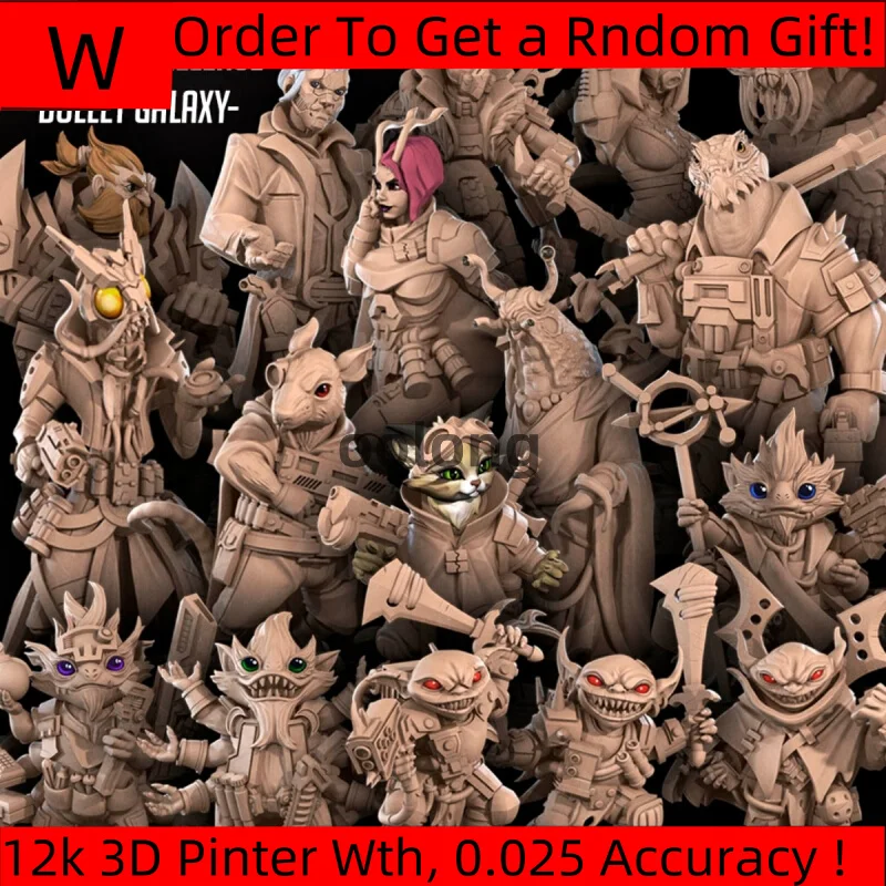 

[Galaxy Projectile] Space Kitten, Goblin, Mouse Man, Dwarf, Assassin, Agent, Board Game War Chess Model