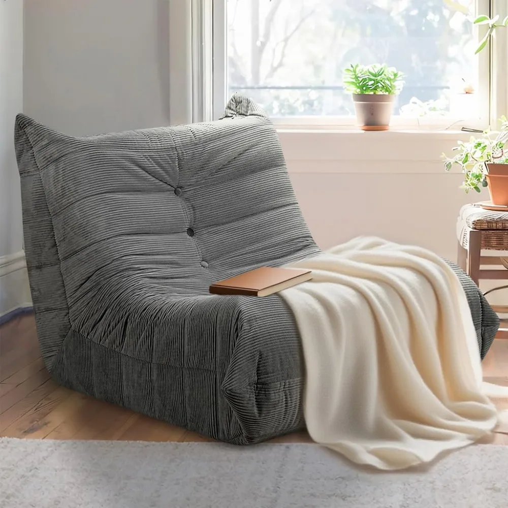Bean Bag Chairs for Adults, Memory Foam Couch Sofa Chair, One-Piece Foam Padding, Cozy Corduroy Material Bean Bag Chair
