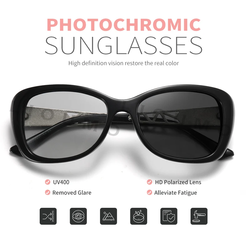 LIOUMO Fashion Sunglasses Women Luxury Brand Top Quality Phototchromic Polarized Glasses Ladies Luxury Crystal Frame Eyewear
