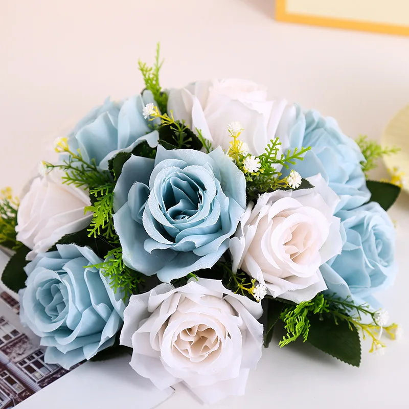 Uflower 28cm Künstlicher Rosen-Blumenball Hochzeitstisch-Dekoration Realistisches Blumenarrangement für Heim Party Hotel Dekoration