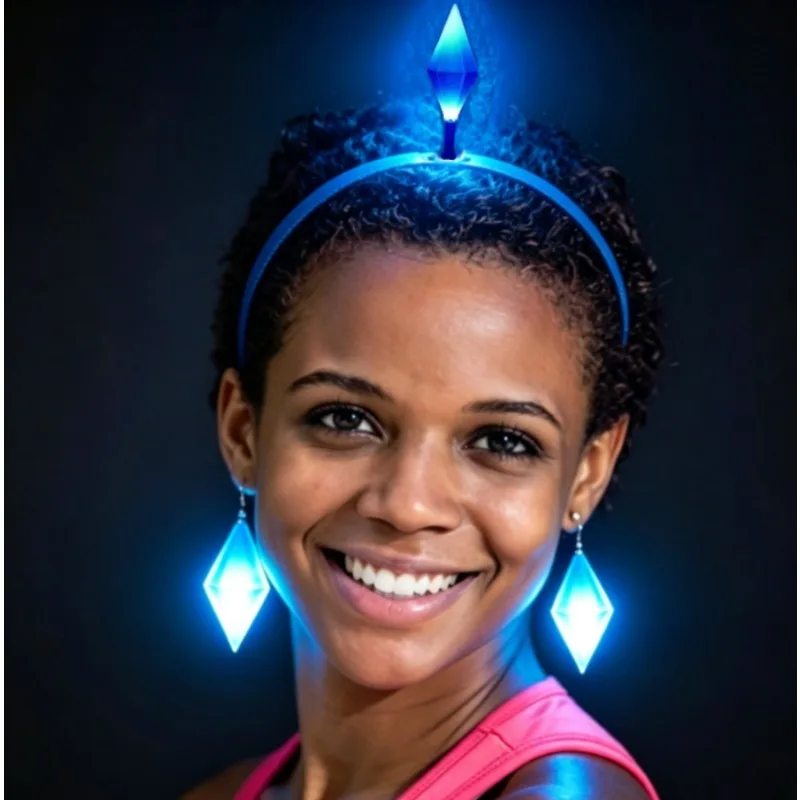 LED Diamond Headband Earrings 3pcs Set Glow in Dark Crystal Headpiece with Light Up Earrings for Women Party Festival  Accessory