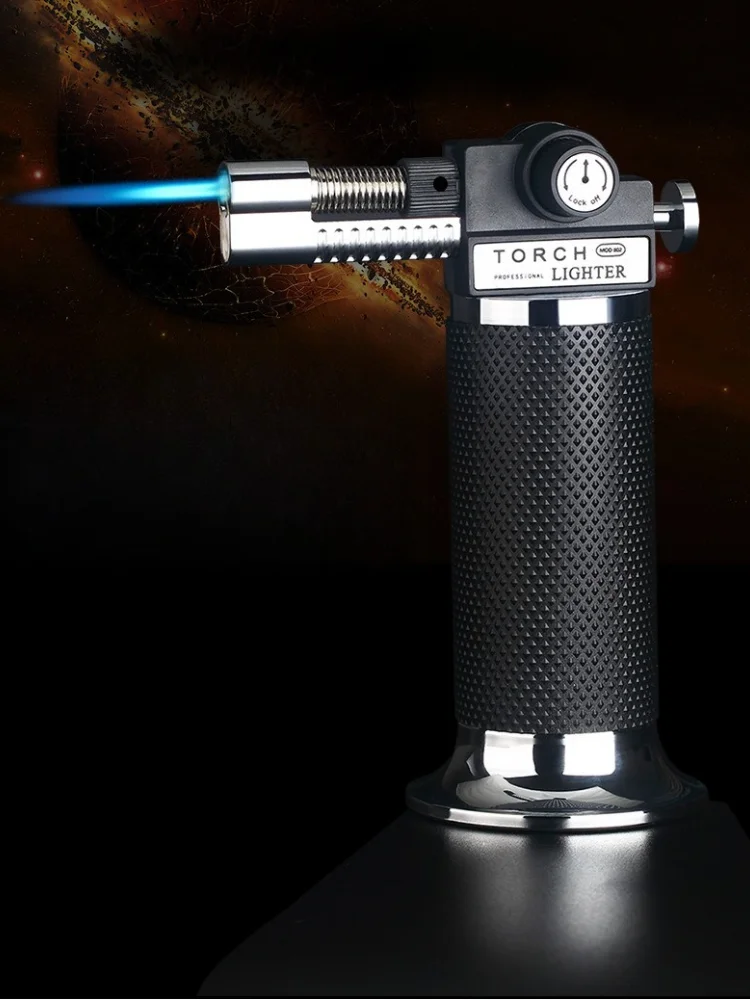 Nouveau briquet à flamme ouverte coupe-vent pour cigares, pistolet à souder, double flamme bleue, briquets et accessoires pour fumeurs